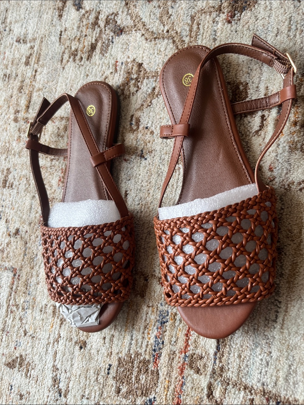 Women's Brown Woven Slingback Sandals